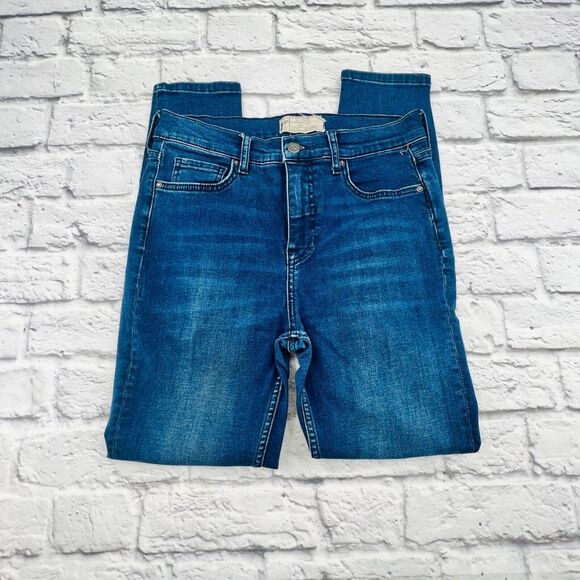 Free People Jeans Women's Size 29 Blue High Rise Stretch Destroyed Skinny - Picture 2 of 10